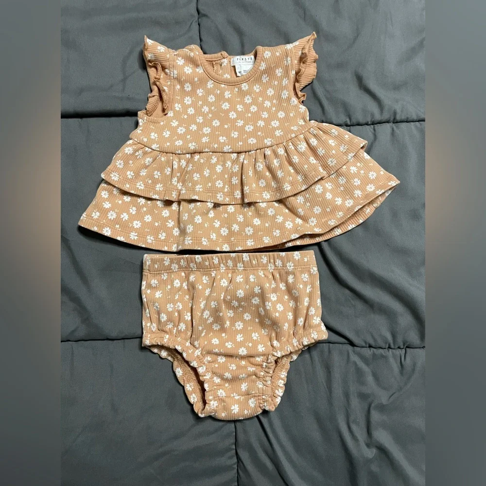 Floral Print Rib Dress & Bloomers Set FIRSTS by Petit Lem 18 months